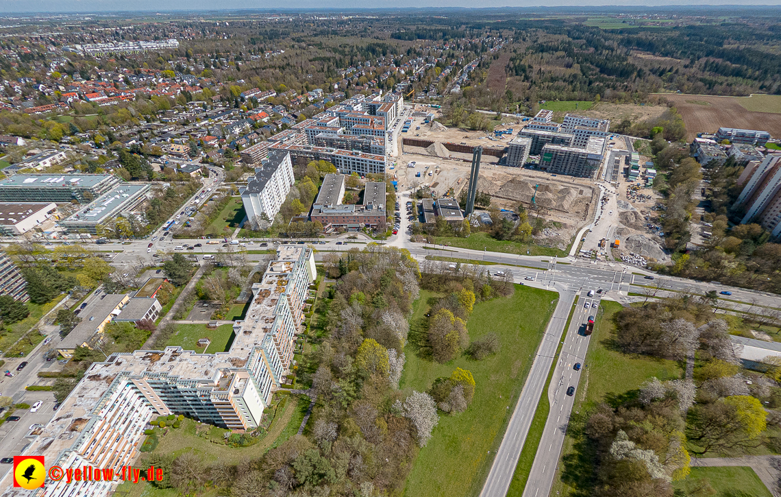 21.04.2023 - Luftbilder von der Baustelle Alexisquartier und Pandion Verde in Neuperlach